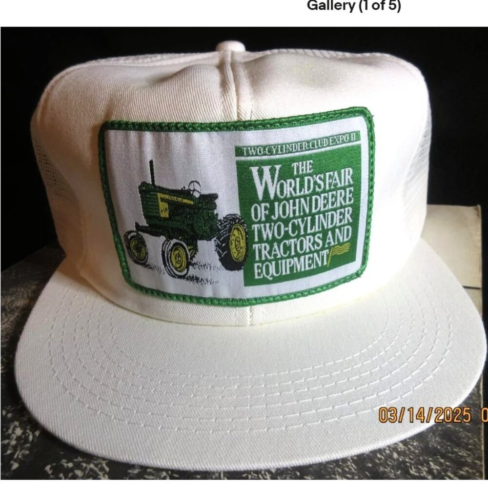 Vintage John Deere Two Cylinder Tractors Expo Mesh Trucker Snapback Hat Cap USA